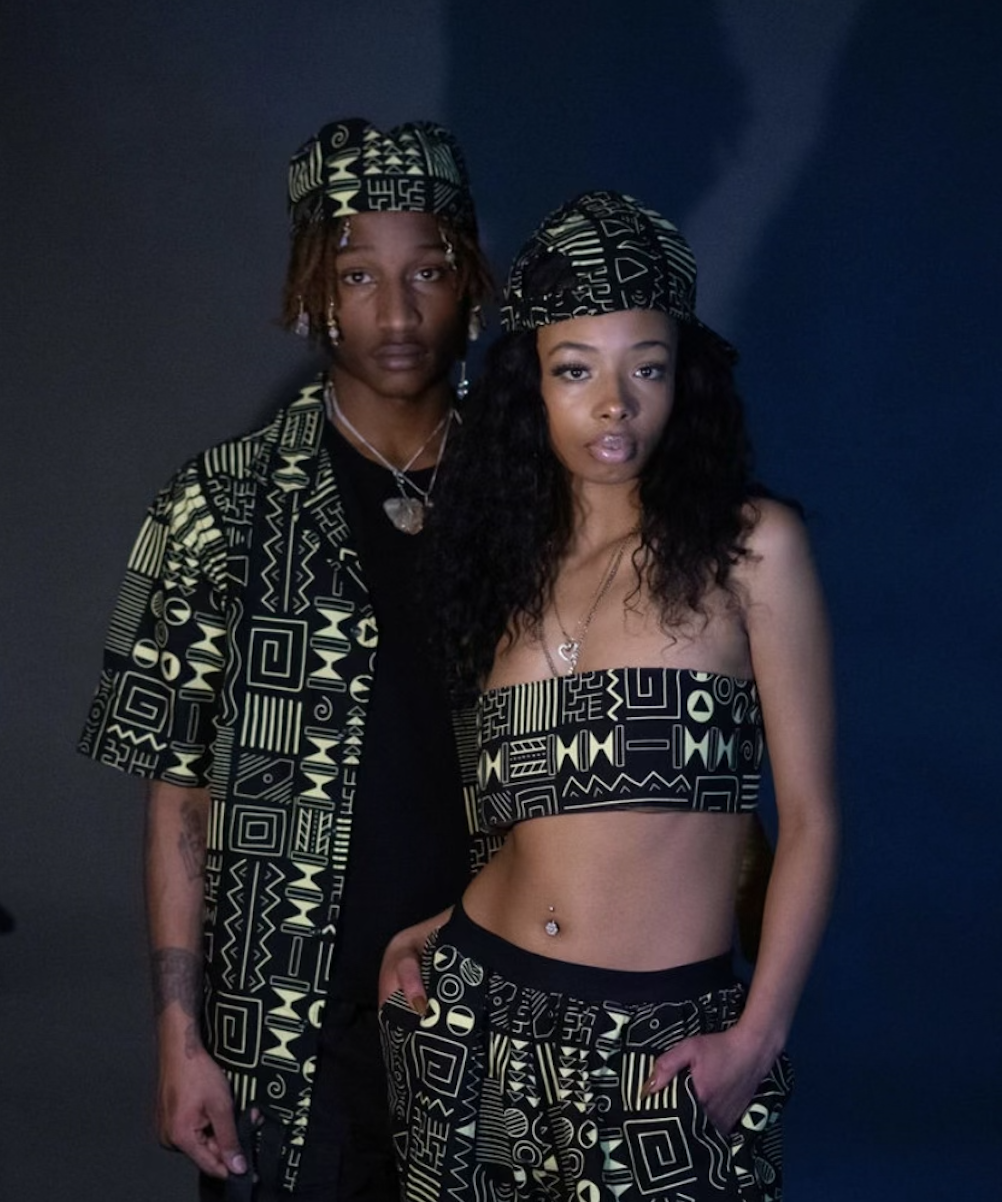 Couple wearing matching RTABCHIC Ankara outfits