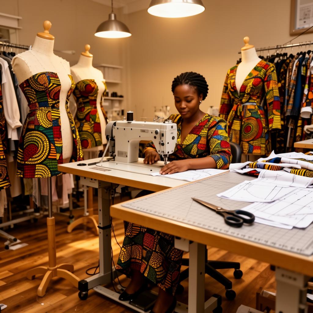 Tailor working in a bright atelier workshop