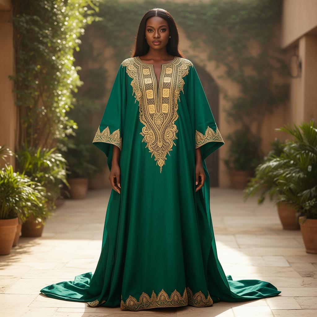 Emerald gold-embroidered boubou